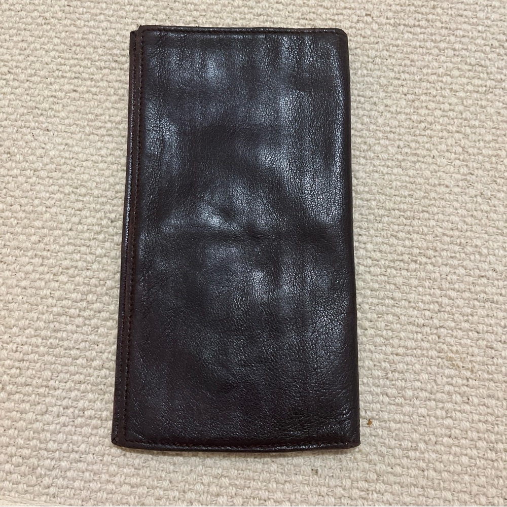 VINTAGE BOND STREET ITALY BROWN  SLIM CHECKBOOK WALLET